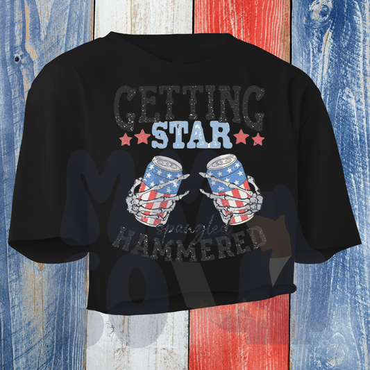 Getting Star Spangled Hammered Crop Top