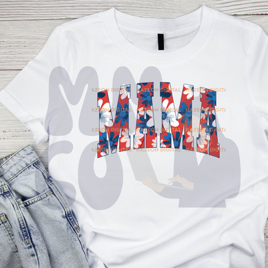 Floral American Mama Tshirt