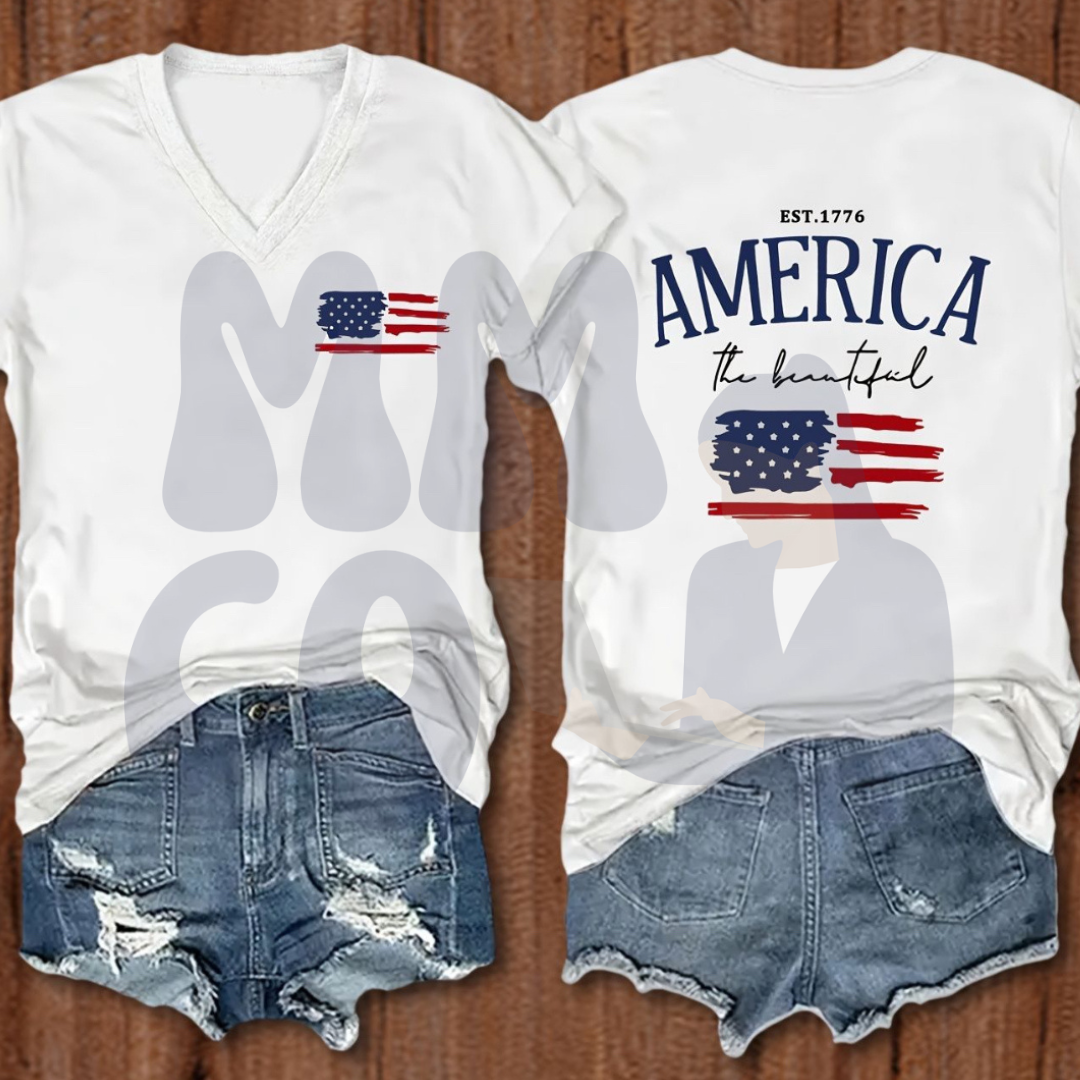 America the Beautiful Cute Vneck Shirt