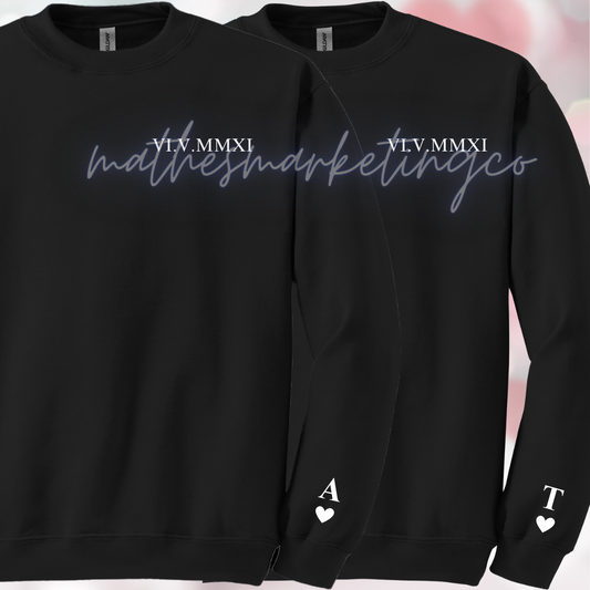 Custom Anniversary Matching Crewnecks, Roman Numerals